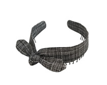 Headband - Black & White Crosshatch Bow Faux Tie