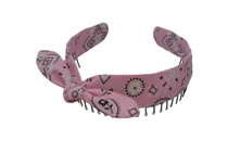 Headband - Light Pink Bandana Bow Faux Tie
