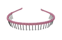 Headband - Light Pink Ribbon Wrap With A Silver Glistening Thread