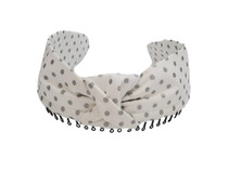 Headband - Turban White With Small Gray Dots