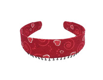 Headband - Red With Pink Hearts And Swirls
