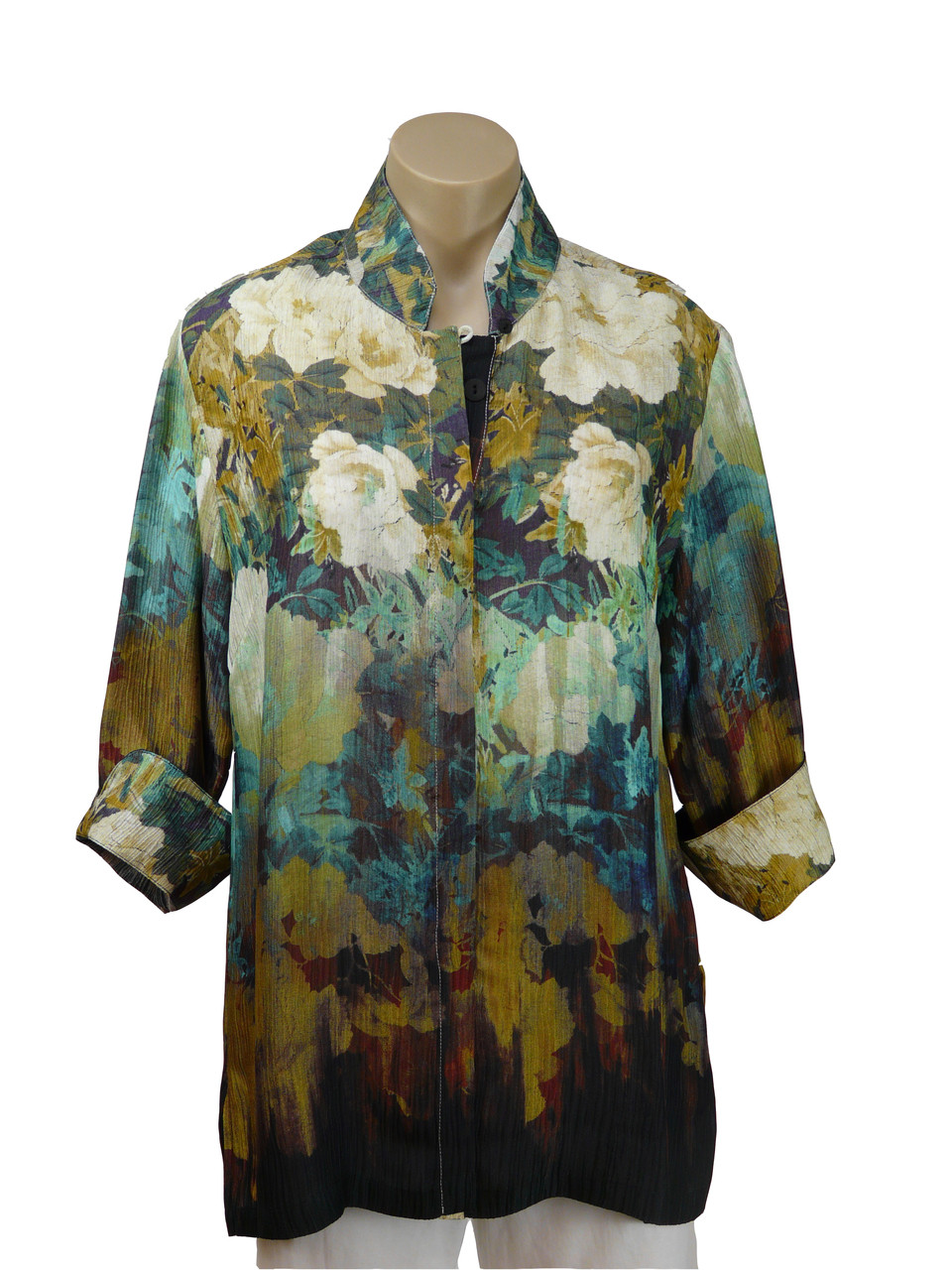 Dressori Large hidden button 2024 down silk top. Stunning, oversized, lightweight