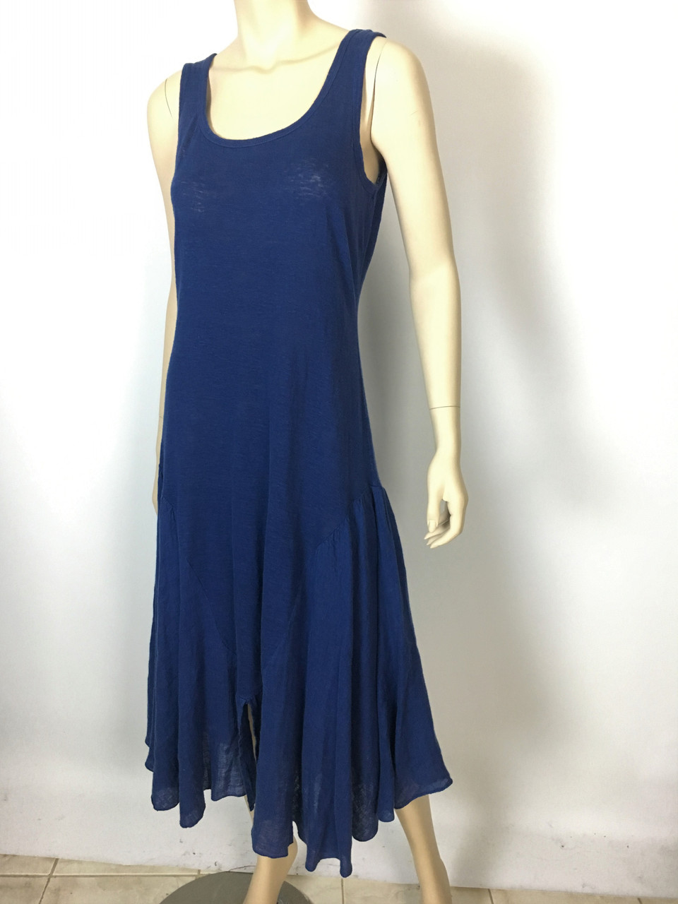 Cool & Chic Linen Dress by Color Me Cotton Navy Blue Small