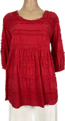 Beautiful Tianello Textured Cotton Sally Top in Cherry Red 