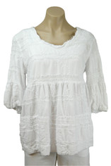 Tianello Embroidered Cotton Sally Top in Arctic White  XLarge