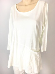 Color Me Cotton CMC Rosie Scoop Neckline Tunic Top in White   XL