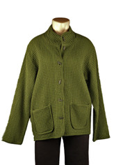Focus Fashions Classic Waffle Jacket in Avocado CLEARANCE  SMALL