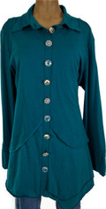 Neon Buddha Teal Blue/Green Sparkly Buttons Lily Tunic 2x