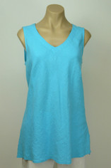 Color Me Cotton CMC Linen Sleeveless Sabrina Top in Turquoise Sale