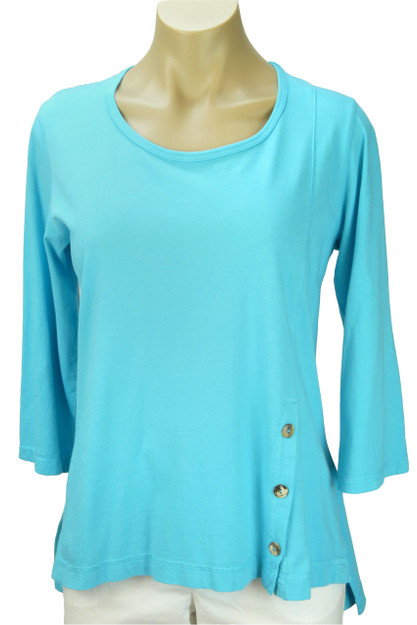 Color Me Cotton CMC Supima Jersey Tenley Top in Turquoise Small Sale