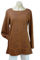 Cotton French Terry Tunic Pullover Top in Nutmeg Brown by Color Me Cotton