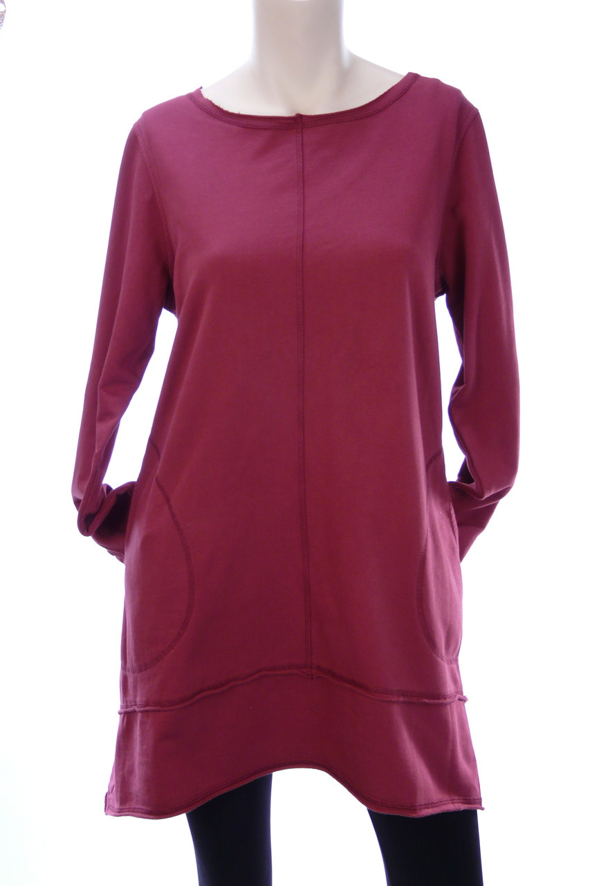CMC Color Me cotton French Terry Tunic in Deep Ruby Red $92.00