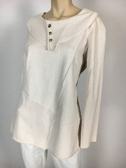 Color Me Cotton CMC French Terry Pullover Top in White Chocolate/Ecru