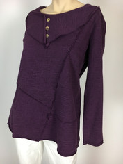 Color Me Cotton CMC French Terry Pullover Tunic Top in Deep Purple