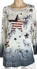 Stars and Stripes Embellished Stars Cotton Top by Cactus size 1XL