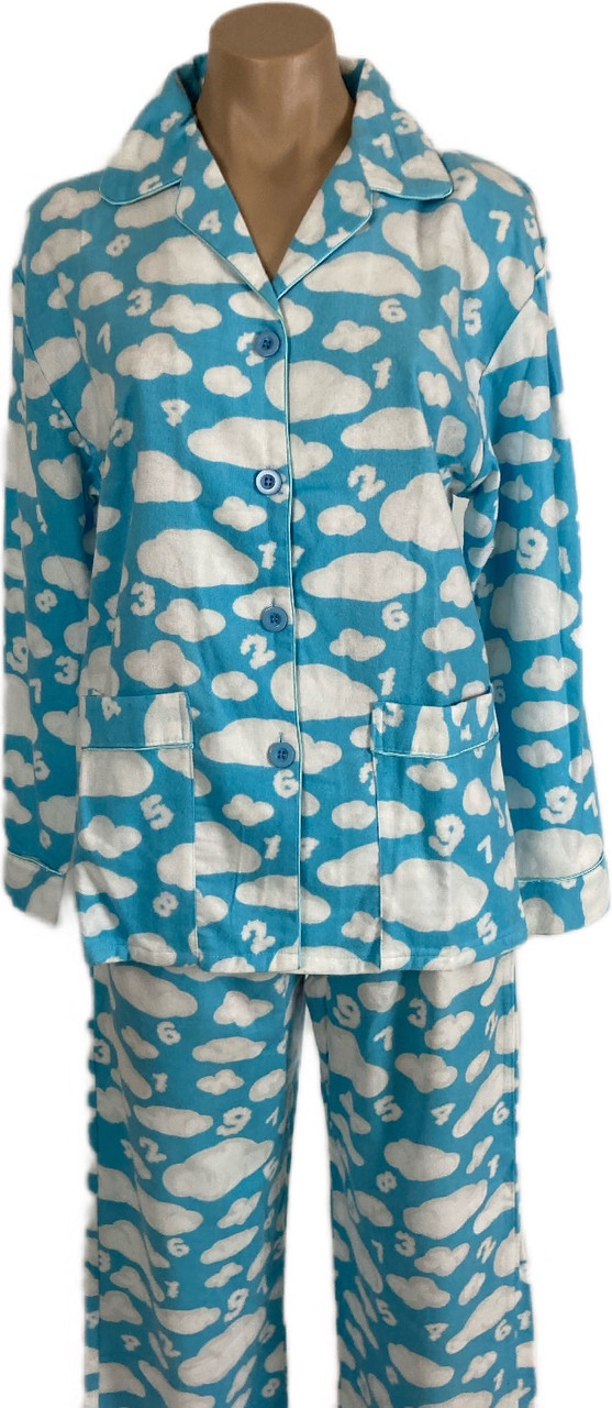 Luxuriously soft bamboo pajama set in dreamy clouds print.