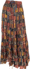 Tribal Print Multi Tiered Long Red Print Skirt One Size