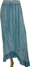 Sky Blue Embroidered Flowy Maxi/Midi Long Skirt by Papillon  Large