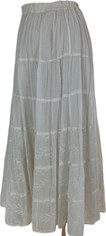 Embroidered and Layered Ivory Tiered Long Skirt 
