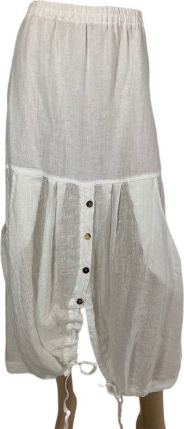 IC white linen skirt front view