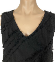 Embroidered Black V Neck Sleeveless Tessa Top by Tianello 