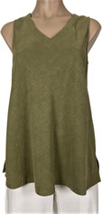 Army Green Tencel Sleeveless Top by Tianello  Small