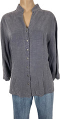 Charcoal Gray Tencel Fitted Camille Shirt by Tianello  Large