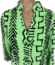 Tencel by Tianello Camille Fitted Shirt Mud Print in Mojito