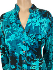 Tencel Camille Shirt in Seychelles Blues Print by Tianello  Small