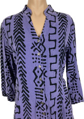 Purple Grape Mud Print Camille Fitted Shirt in Tencel by Tianello  Small