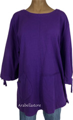 Focus Fashions Deep Purple French Terry Tunic Top 