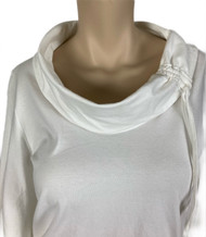 Neon Buddha White Foldover Neckline Isabel Cotton Top  Medium  Sale