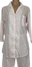 Luxury Pine Cone Hill Pajama Set Cotton Voile Palest Pink on White  Small