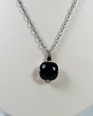 La Vie Parisienne Large Crystal Drop Necklace Silver Chain Jet Black