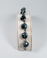 La Vie Parisienne Silver 9 Stone Sparkling Cyrstal Bracelet in Midnight Blue