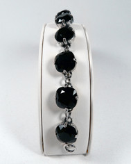 La Vie Parisienne Silver 9 Stone Sparkling Cyrstal Bracelet in Jet Black