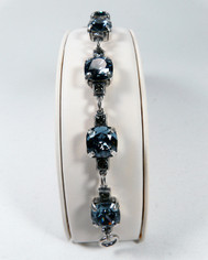 La Vie Parisienne Silver Sparking 7 Stone Cyrstal Bracelet in Midnight Blue
