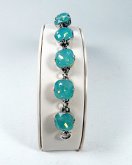 La Vie Parisienne Silver 9 Stone Sparkling Cyrstal Bracelet in Pacific Opal