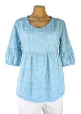 Tianello Textured Cotton Sally Top in Lovely Sky Blue 