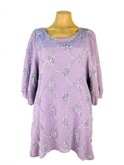 Tianello Cotton Embroidered Tunic in Lilac on Sale  SMALL