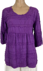 Tianello Embroidered Cotton Sally Top in Violet 