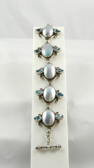 Stunning Mother of Pearl and Blue Topaz Bracelet