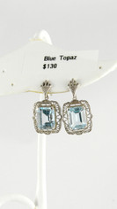 Delicate Vintage Style Blue Topaz Earrings