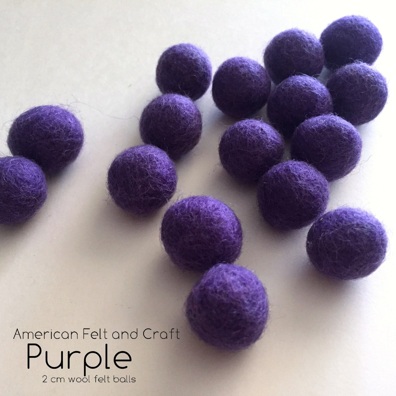 Purple - Wool felt ball 2cm 20mm - American Felt & Craft