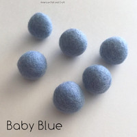 Baby Blue- Wool felt ball 2cm - 20mm