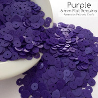 Purple- 6mm Flat Matte Sequins