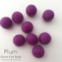 Plum - Wool Felt Balls 2 cm 