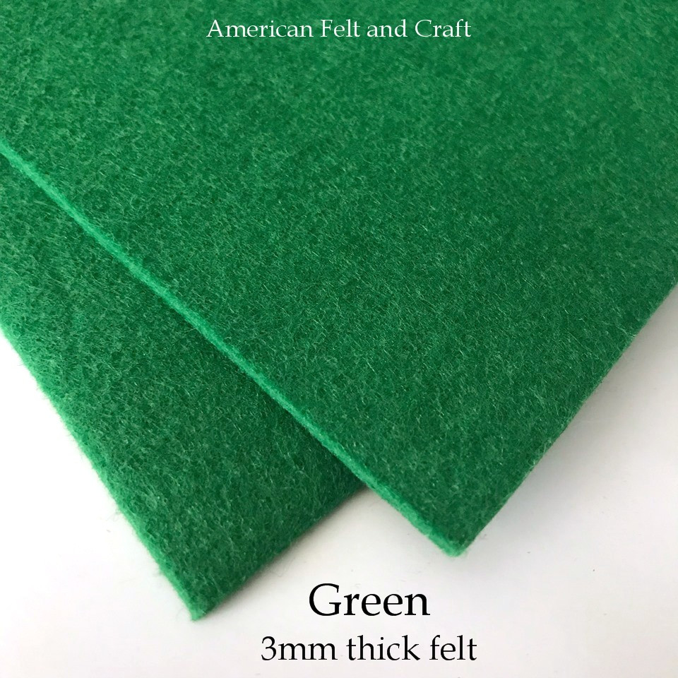 Emerald Green Felt, Wool-Mix Grass Green Felt Per Metre