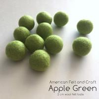 Green Apple-  Wool Felt Ball 2 cm
