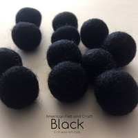 Black 2cm wool felt ball